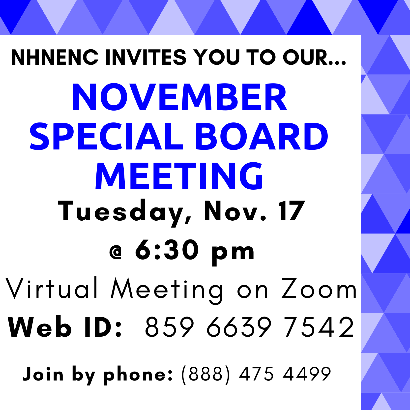 2020-11 November Meeting Announcement Meeting announcement
