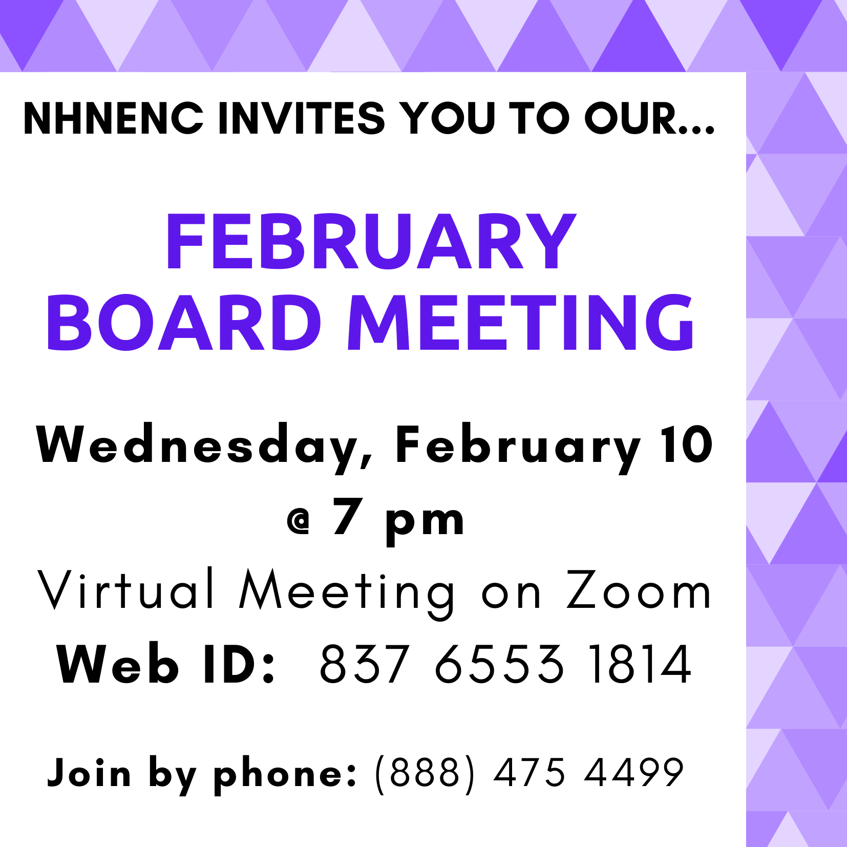 February board meeting NHNE Meeting Announcement
