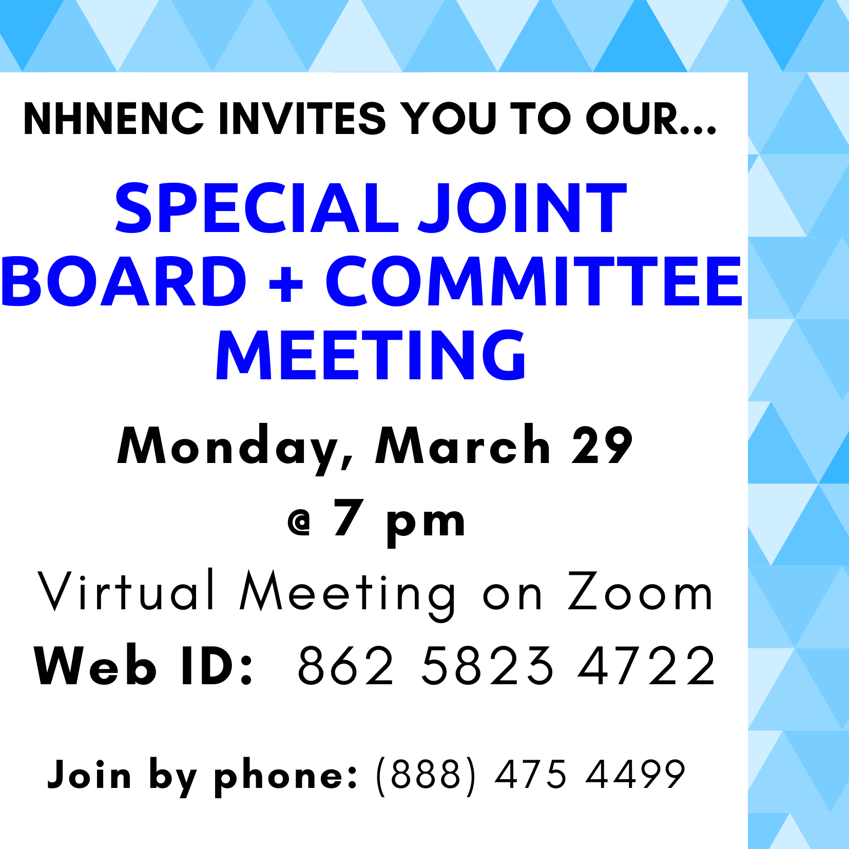 2021-03-29 Special Joint and Committee Meeting Graphic meeting announcement