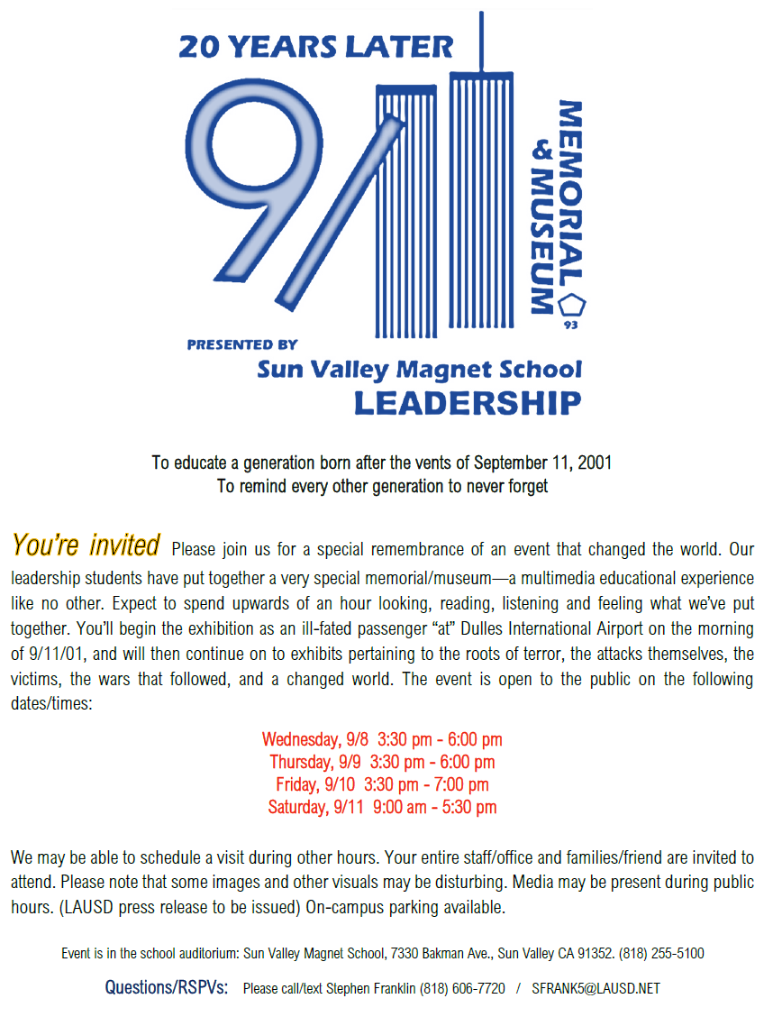 Sun Valley Magnet 9/11 Event